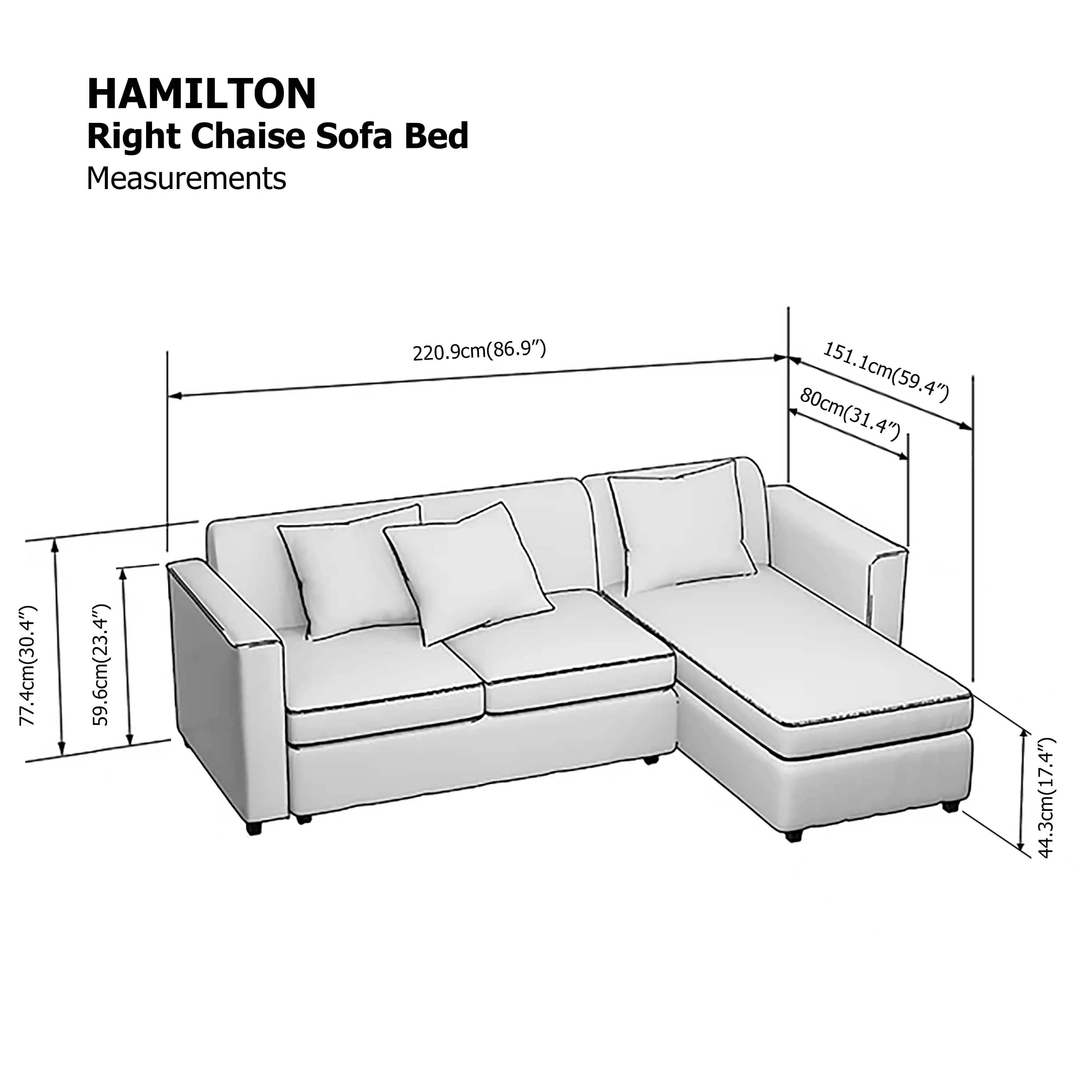 Hamilton Sofa Bed Right Chaise Sofa - Image 25