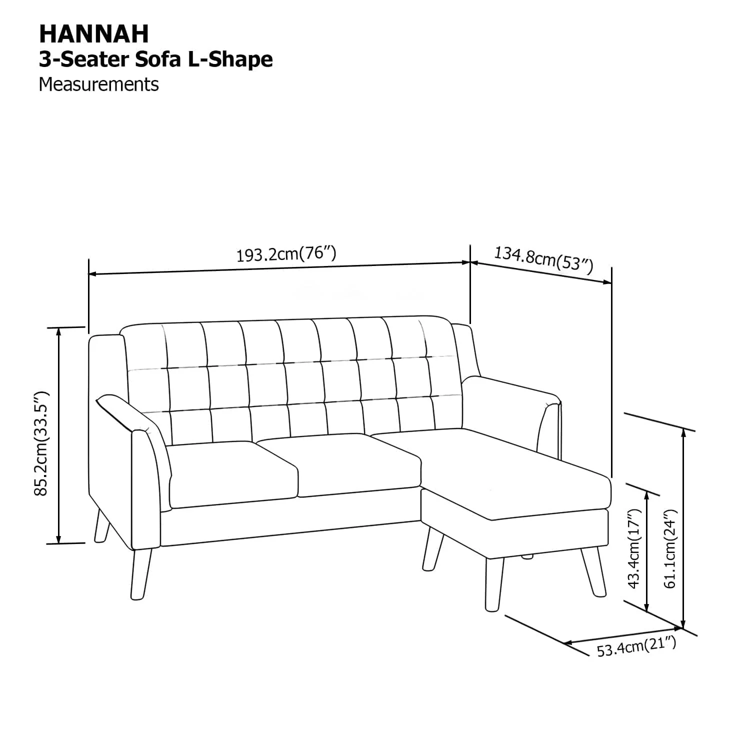 Hannah L-shape 3 Seat Sofa - Image 20