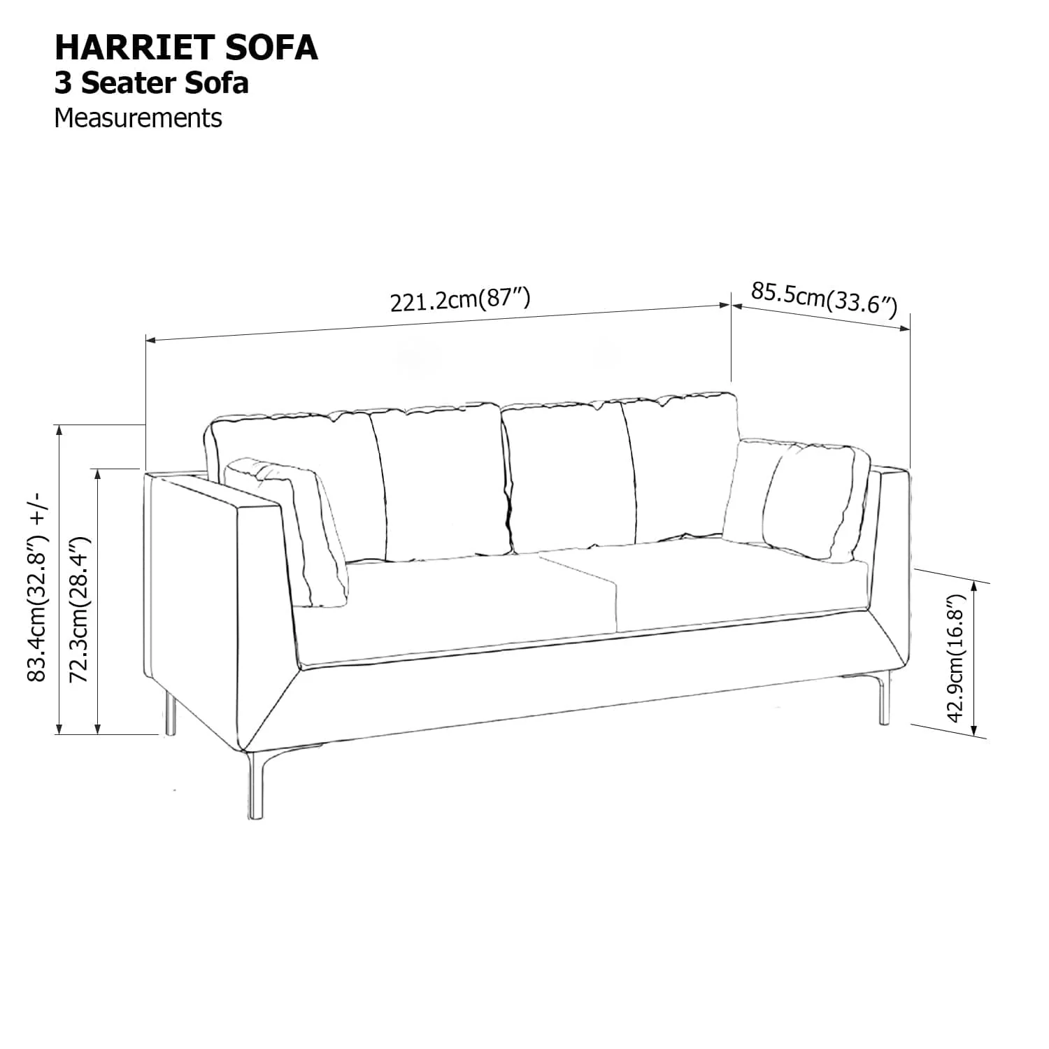 Harriet 3 Seater Sofa - Image 23