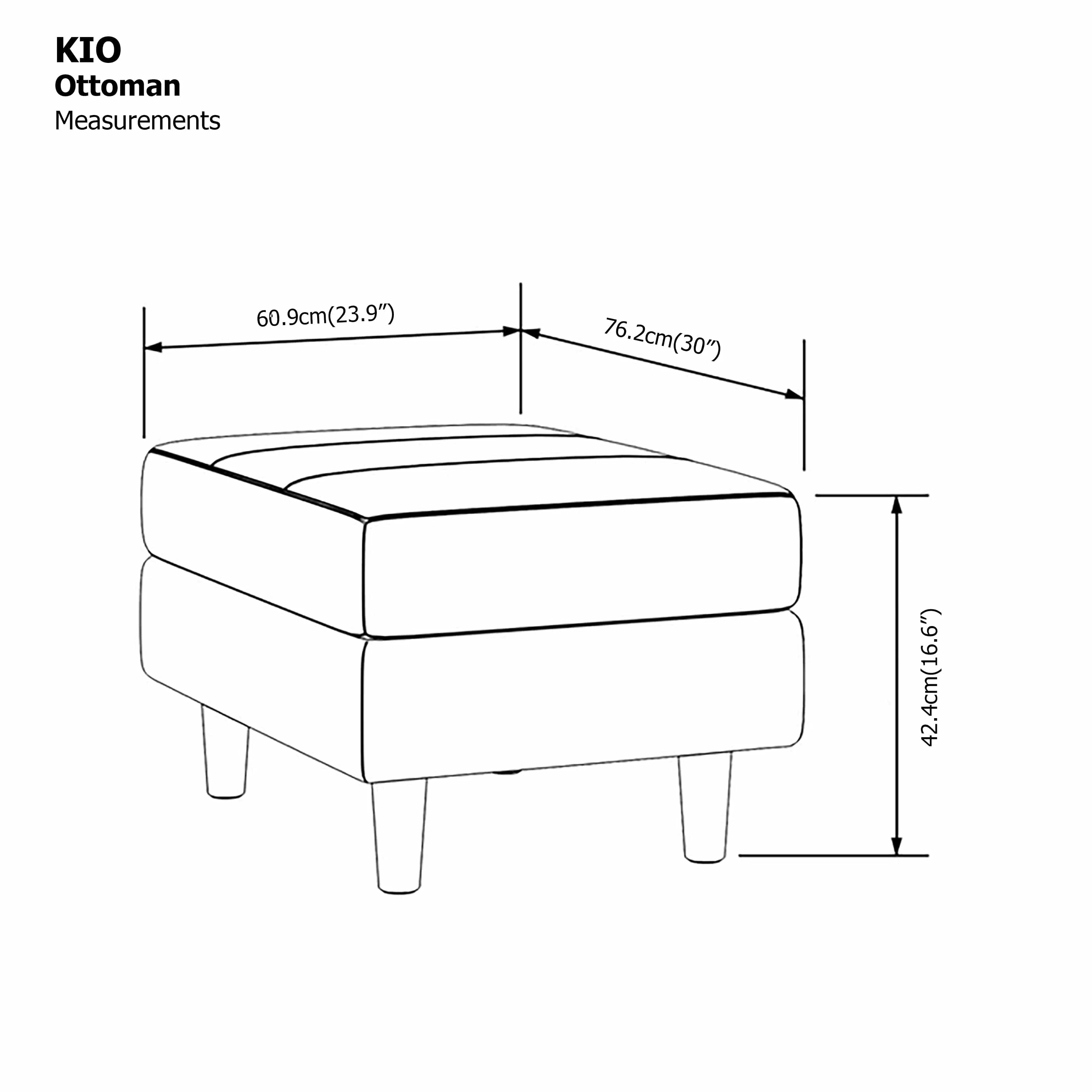 Kio 2 Seat with Ottoman Sofa - Image 19