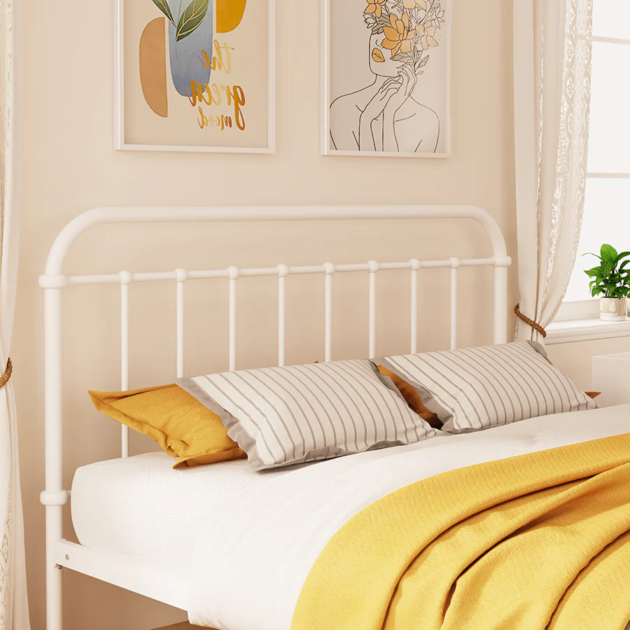 Kumi White Metal Bed - Image 3