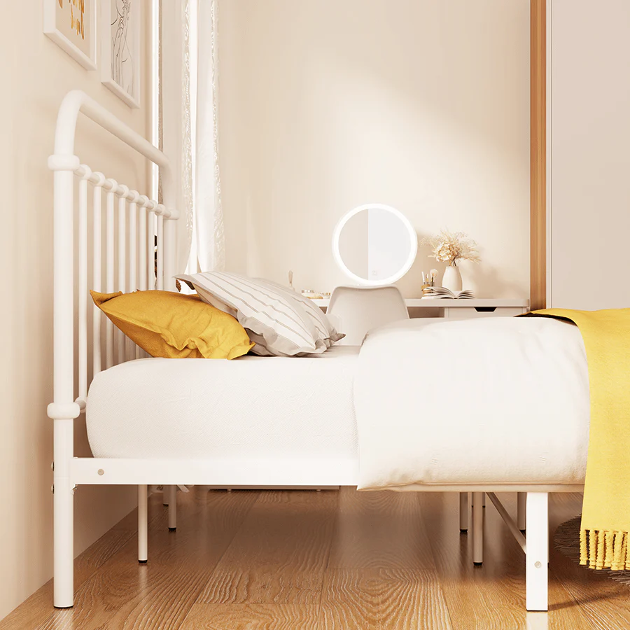Kumi White Metal Bed - Image 4