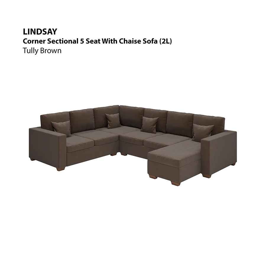 Lindsay Corner Sectional 5 Seat with Chaise (2L) Sofa - Image 14