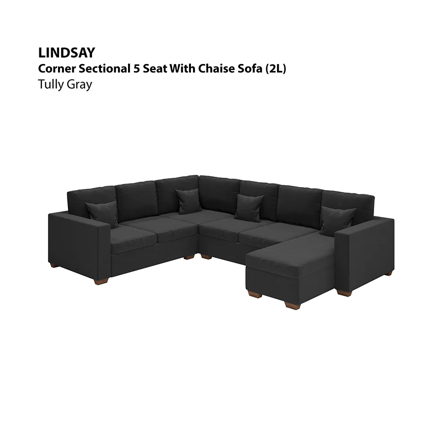 Lindsay Corner Sectional 5 Seat with Chaise (2L) Sofa - Image 15