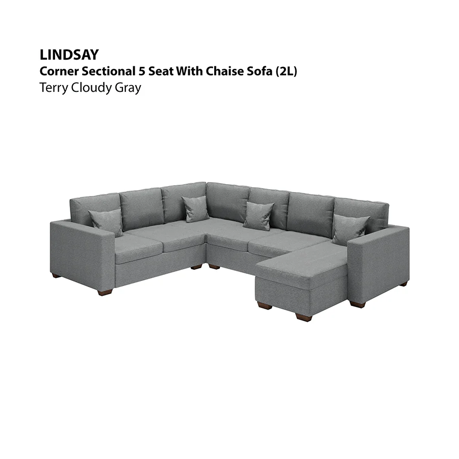 Lindsay Corner Sectional 5 Seat with Chaise (2L) Sofa - Image 21