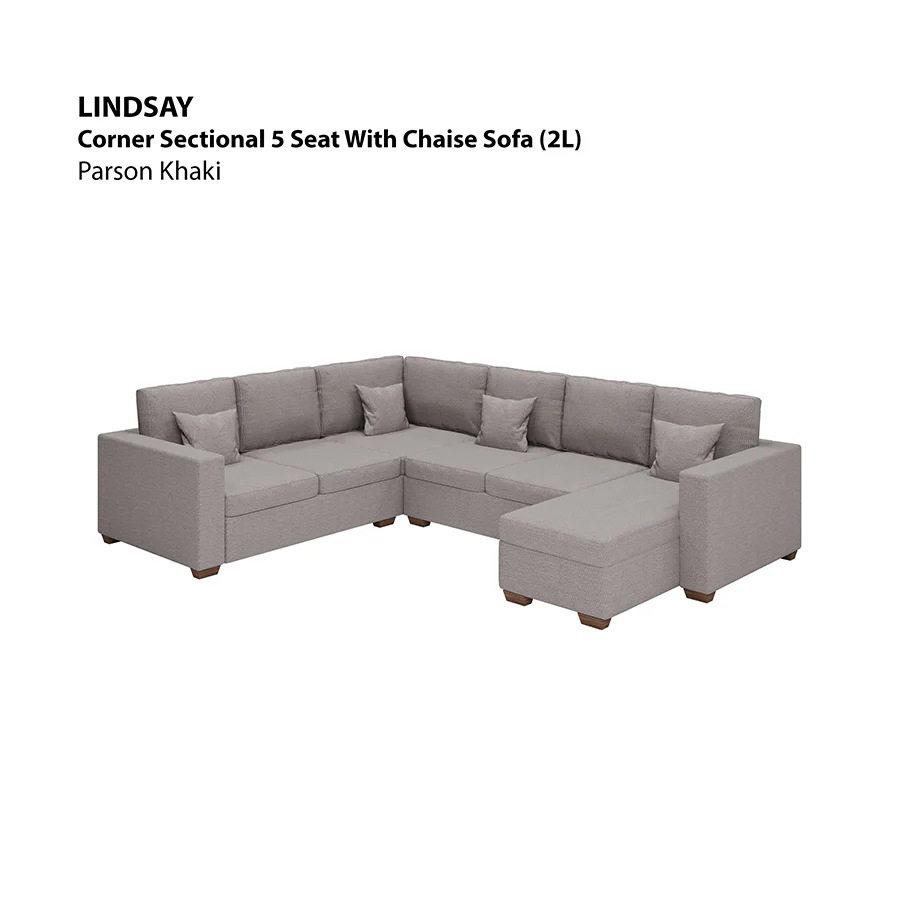 Lindsay Corner Sectional 5 Seat with Chaise (2L) Sofa - Image 4