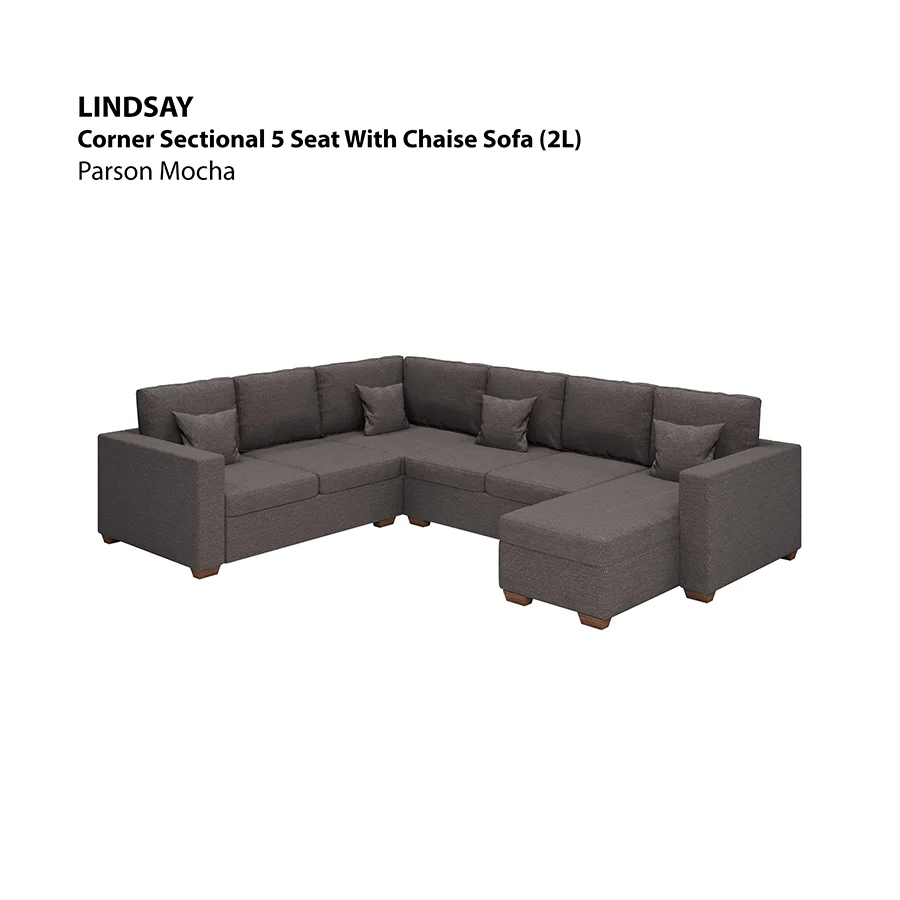 Lindsay Corner Sectional 5 Seat with Chaise (2L) Sofa - Image 5