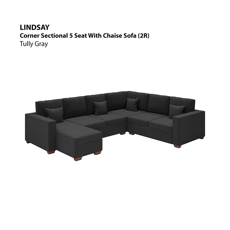 Lindsay Corner Sectional 5 Seat with Chaise (2R) Sofa - Image 15