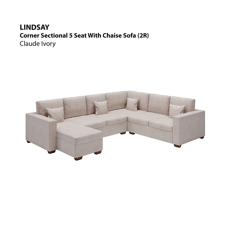 Lindsay Corner Sectional 5 Seat with Chaise (2R) Sofa - Image 17