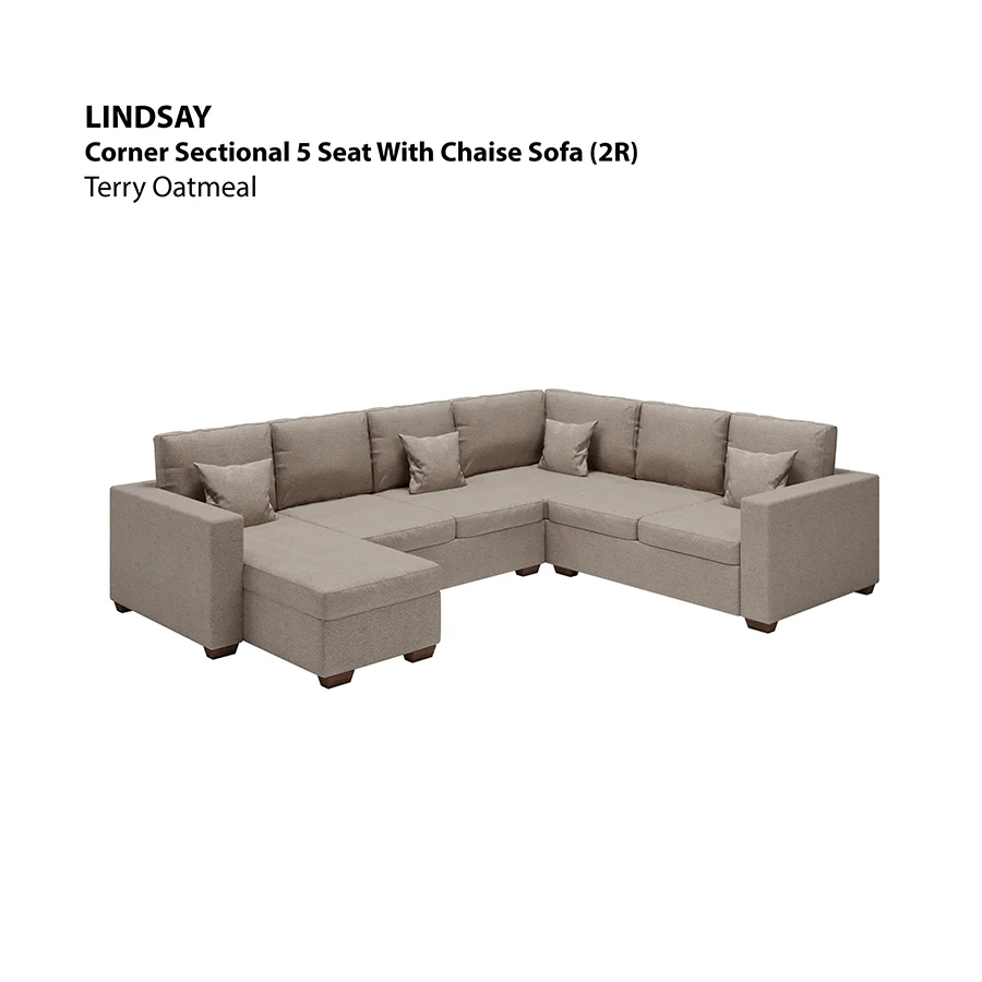 Lindsay Corner Sectional 5 Seat with Chaise (2R) Sofa - Image 20