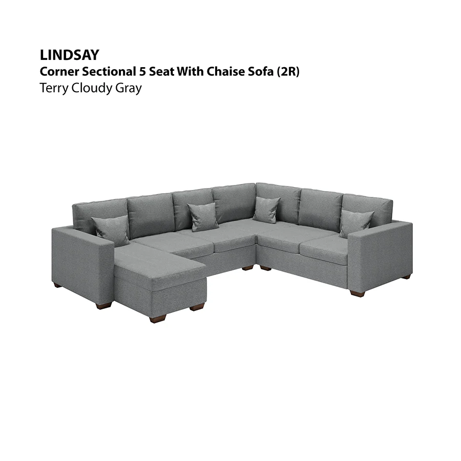 Lindsay Corner Sectional 5 Seat with Chaise (2R) Sofa - Image 21