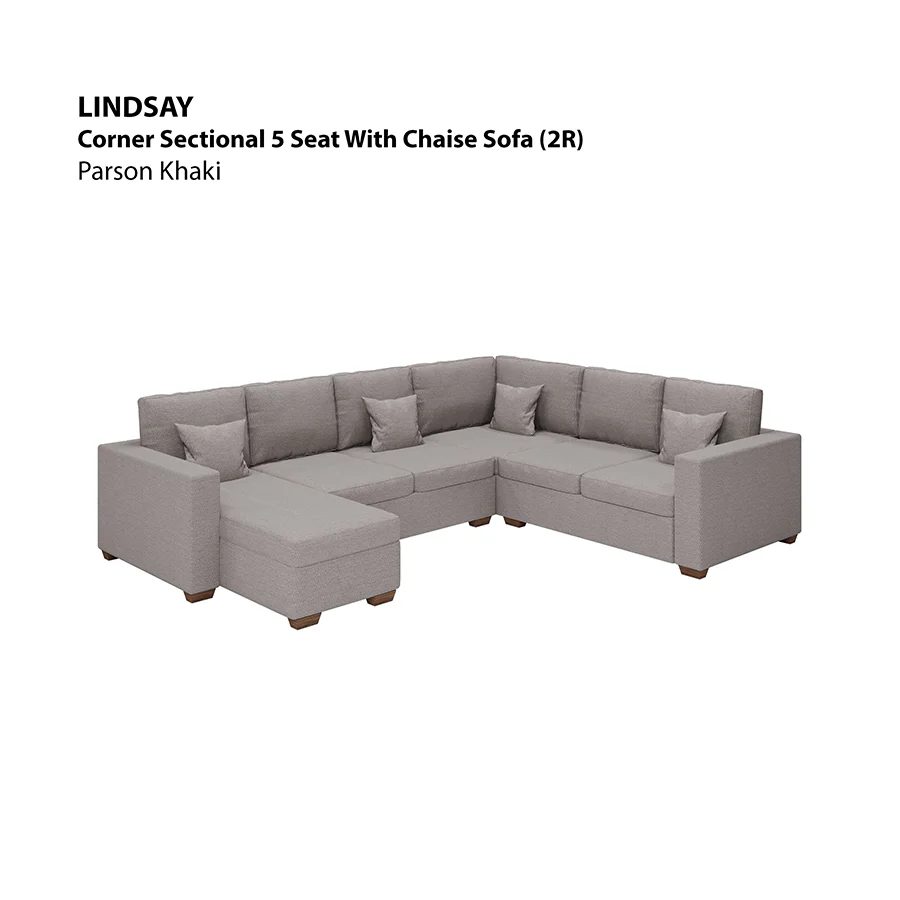 Lindsay Corner Sectional 5 Seat with Chaise (2R) Sofa - Image 4