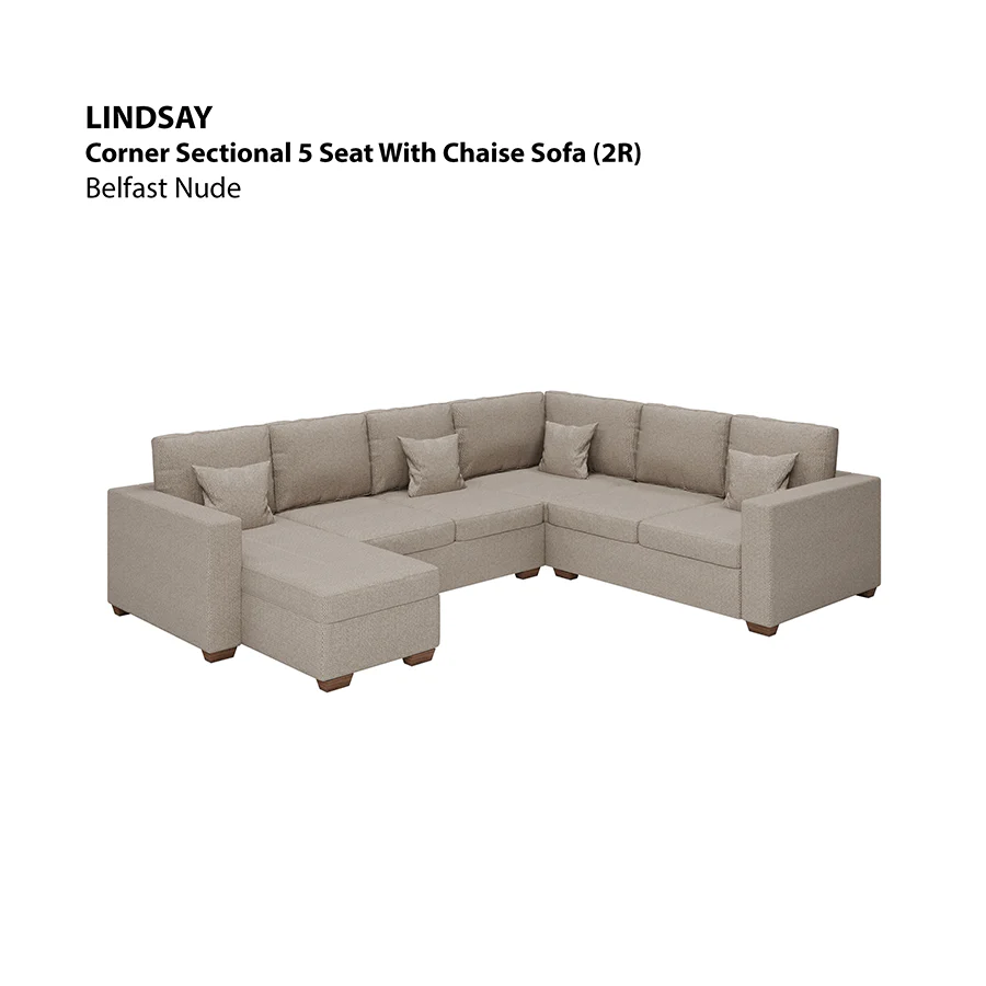 Lindsay Corner Sectional 5 Seat with Chaise (2R) Sofa - Image 7
