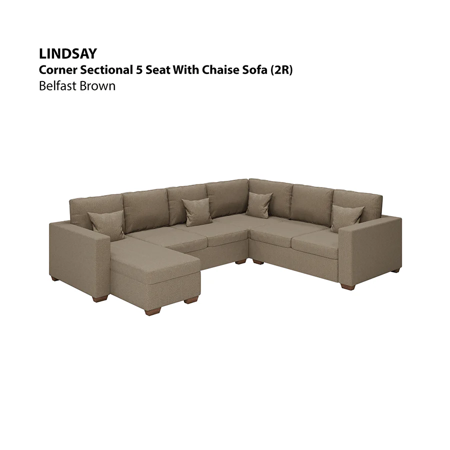 Lindsay Corner Sectional 5 Seat with Chaise (2R) Sofa - Image 8