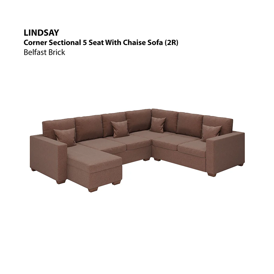 Lindsay Corner Sectional 5 Seat with Chaise (2R) Sofa - Image 9
