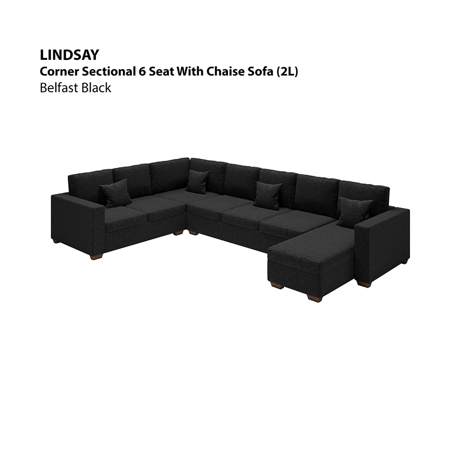 Lindsay Corner Sectional 6 Seat with Chaise (2L) Sofa - Image 12