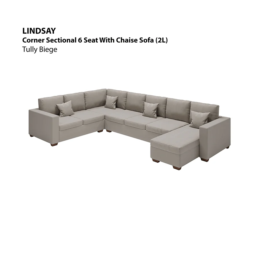 Lindsay Corner Sectional 6 Seat with Chaise (2L) Sofa - Image 13