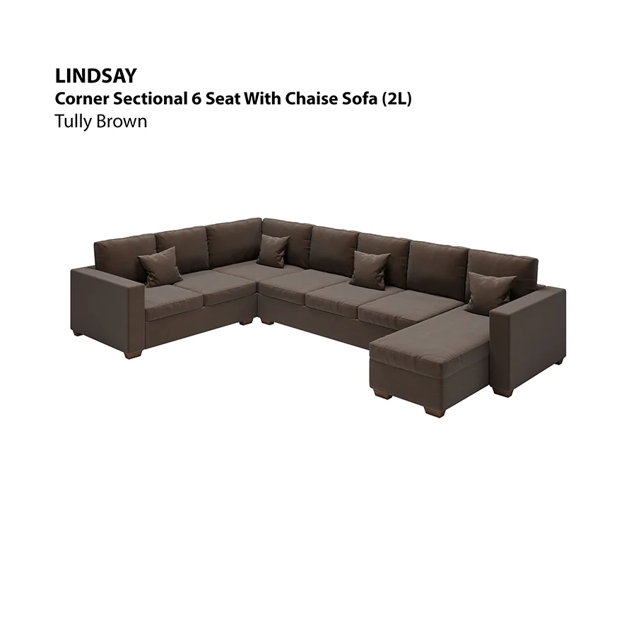 Lindsay Corner Sectional 6 Seat with Chaise (2L) Sofa - Image 14