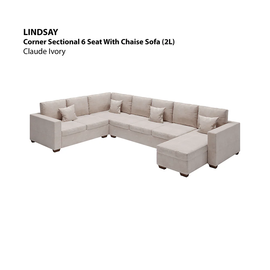 Lindsay Corner Sectional 6 Seat with Chaise (2L) Sofa - Image 17