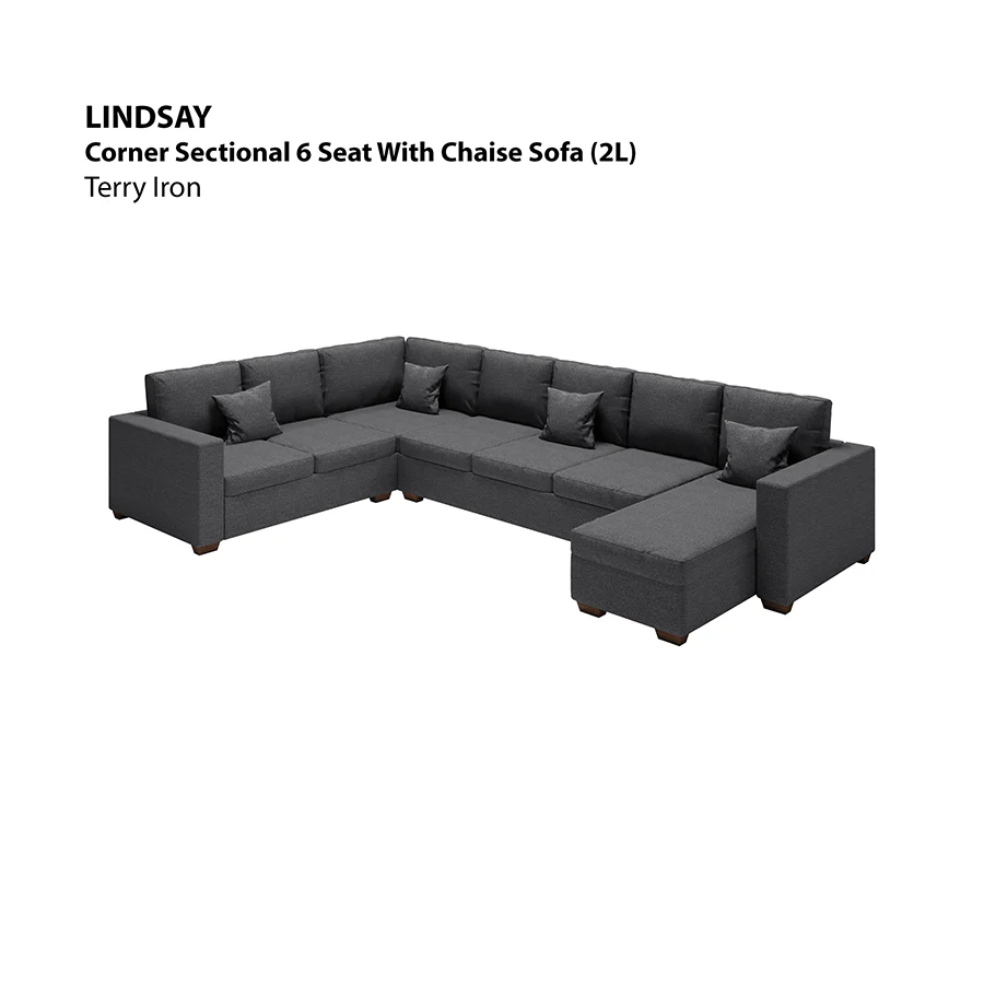 Lindsay Corner Sectional 6 Seat with Chaise (2L) Sofa - Image 22