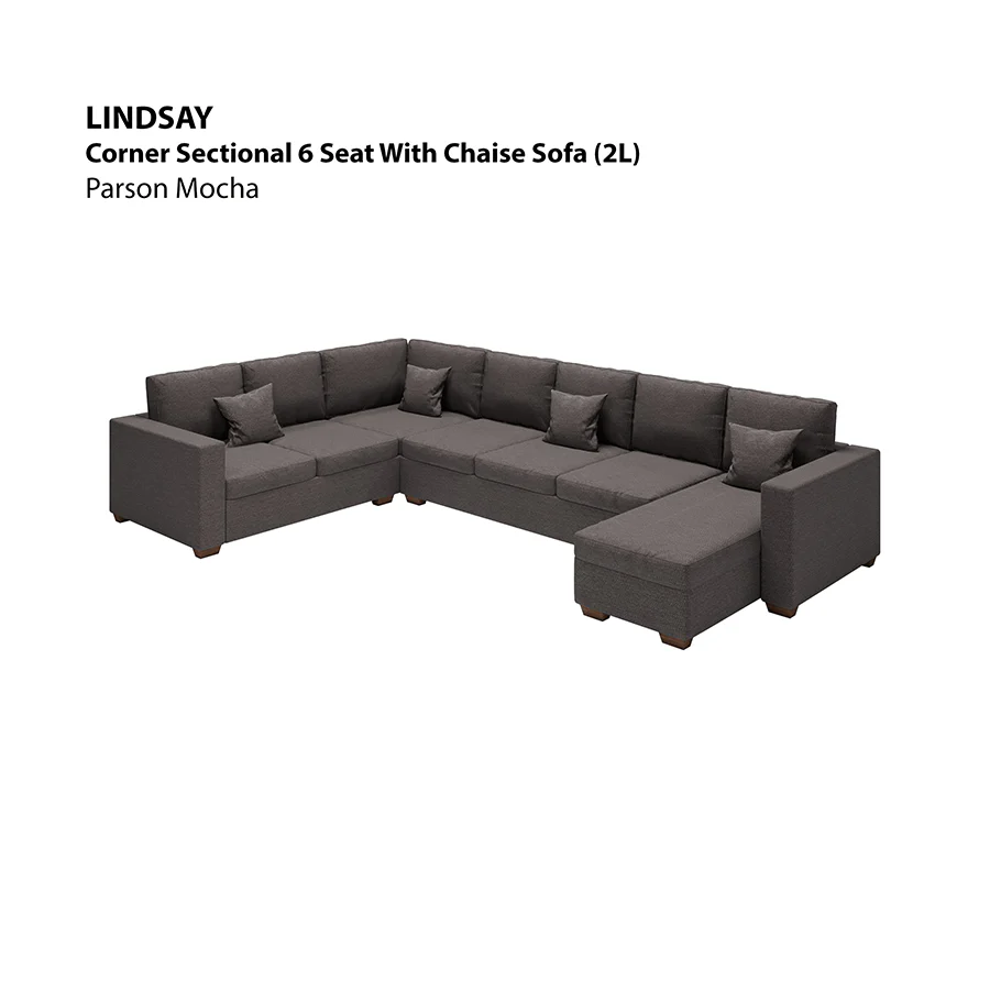 Lindsay Corner Sectional 6 Seat with Chaise (2L) Sofa - Image 4