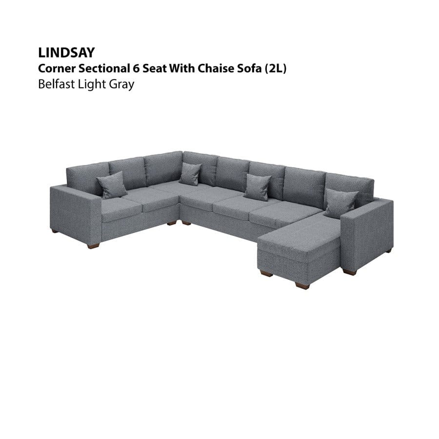 Lindsay Corner Sectional 6 Seat with Chaise (2L) Sofa - Image 6