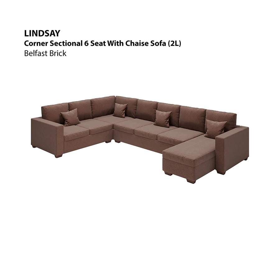 Lindsay Corner Sectional 6 Seat with Chaise (2L) Sofa - Image 9