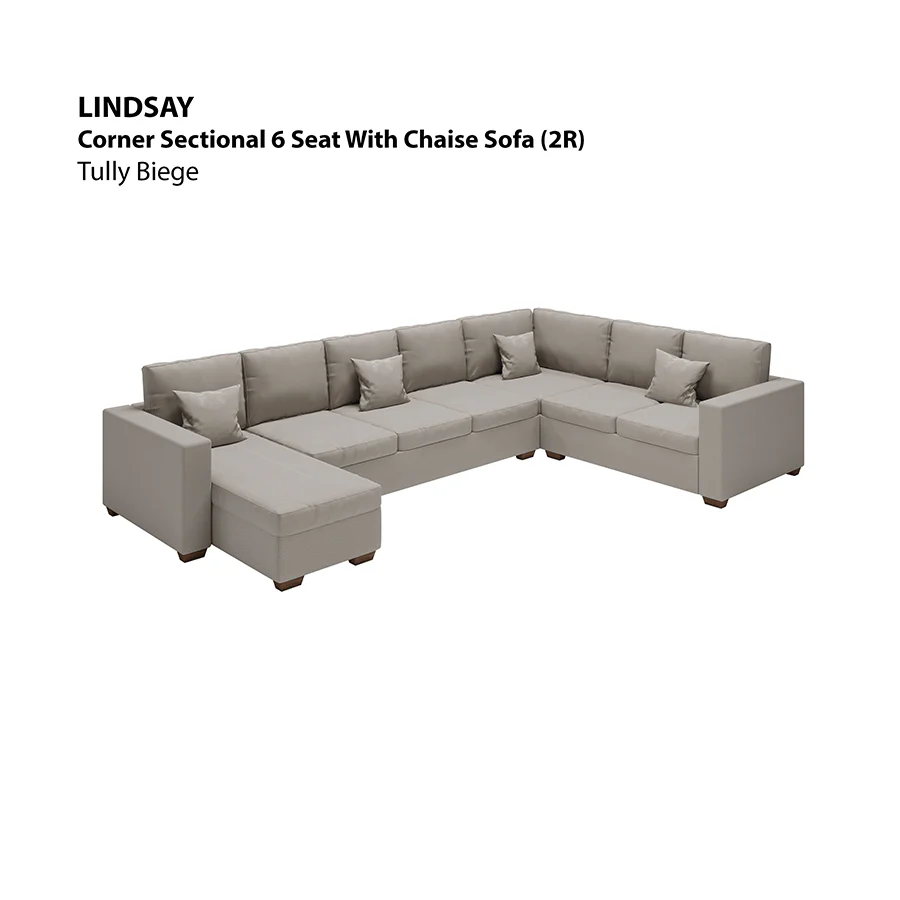 Lindsay Corner Sectional 6 Seat with Chaise (2R) Sofa - Image 13