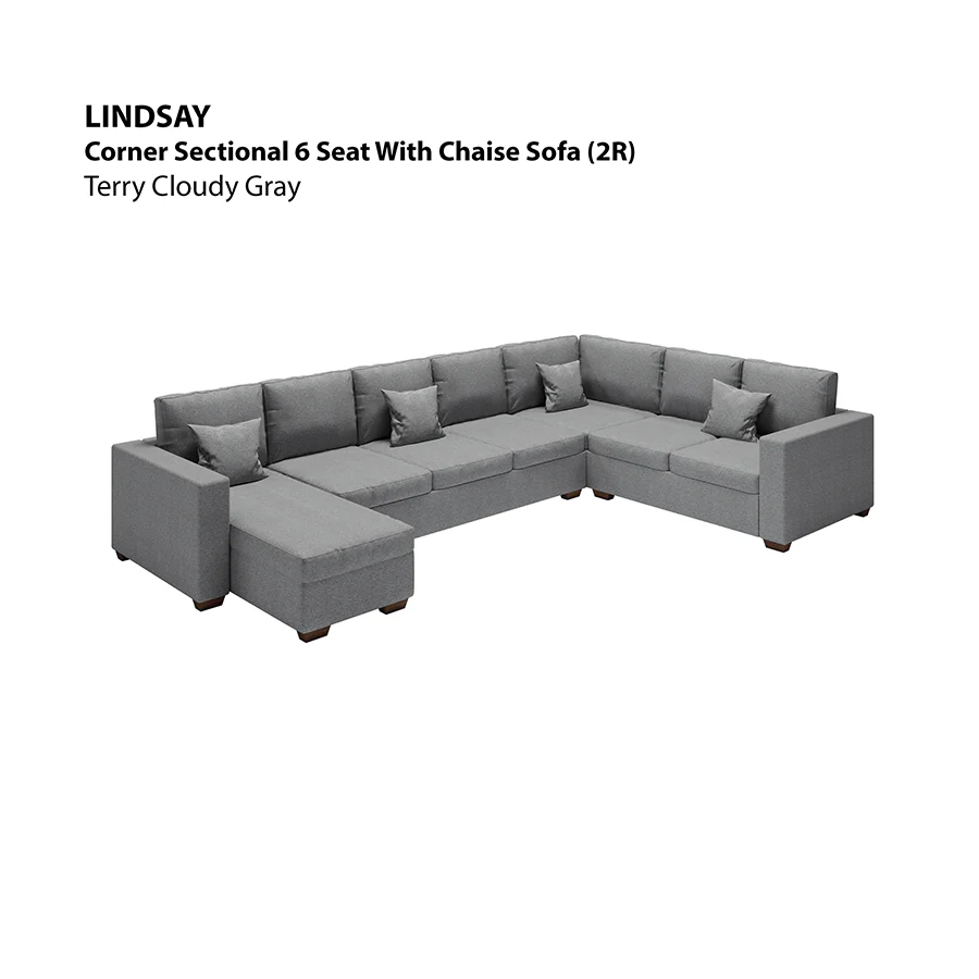 Lindsay Corner Sectional 6 Seat with Chaise (2R) Sofa - Image 21