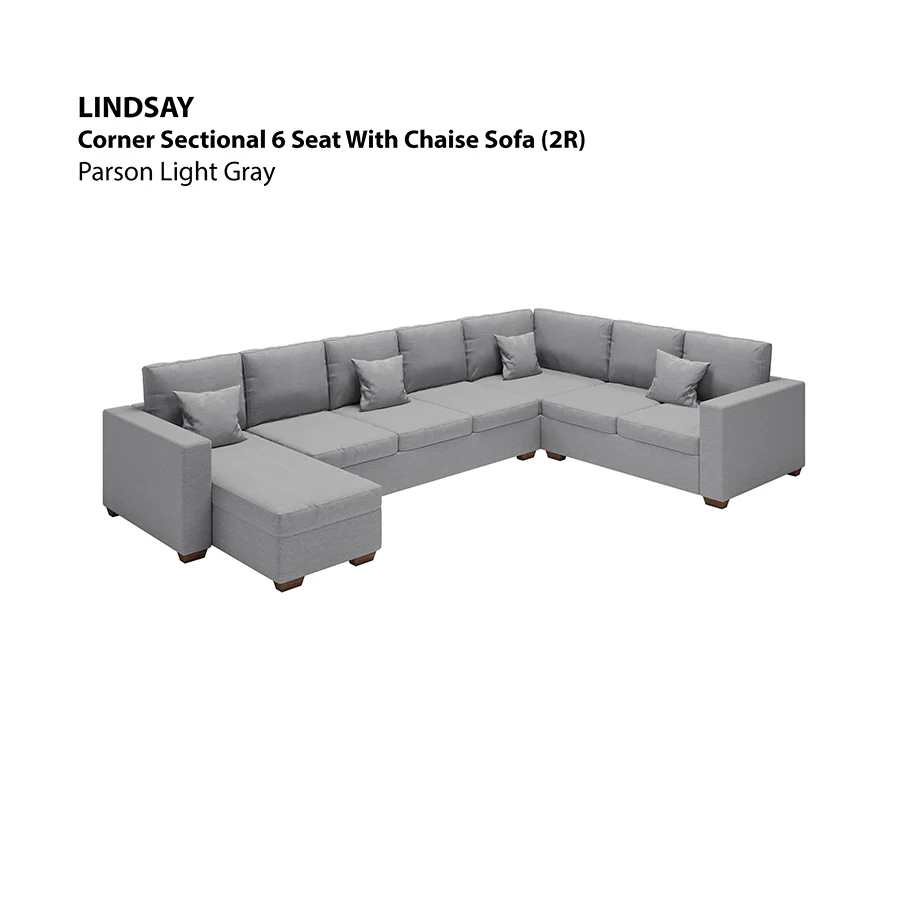 Lindsay Corner Sectional 6 Seat with Chaise (2R) Sofa - Image 3