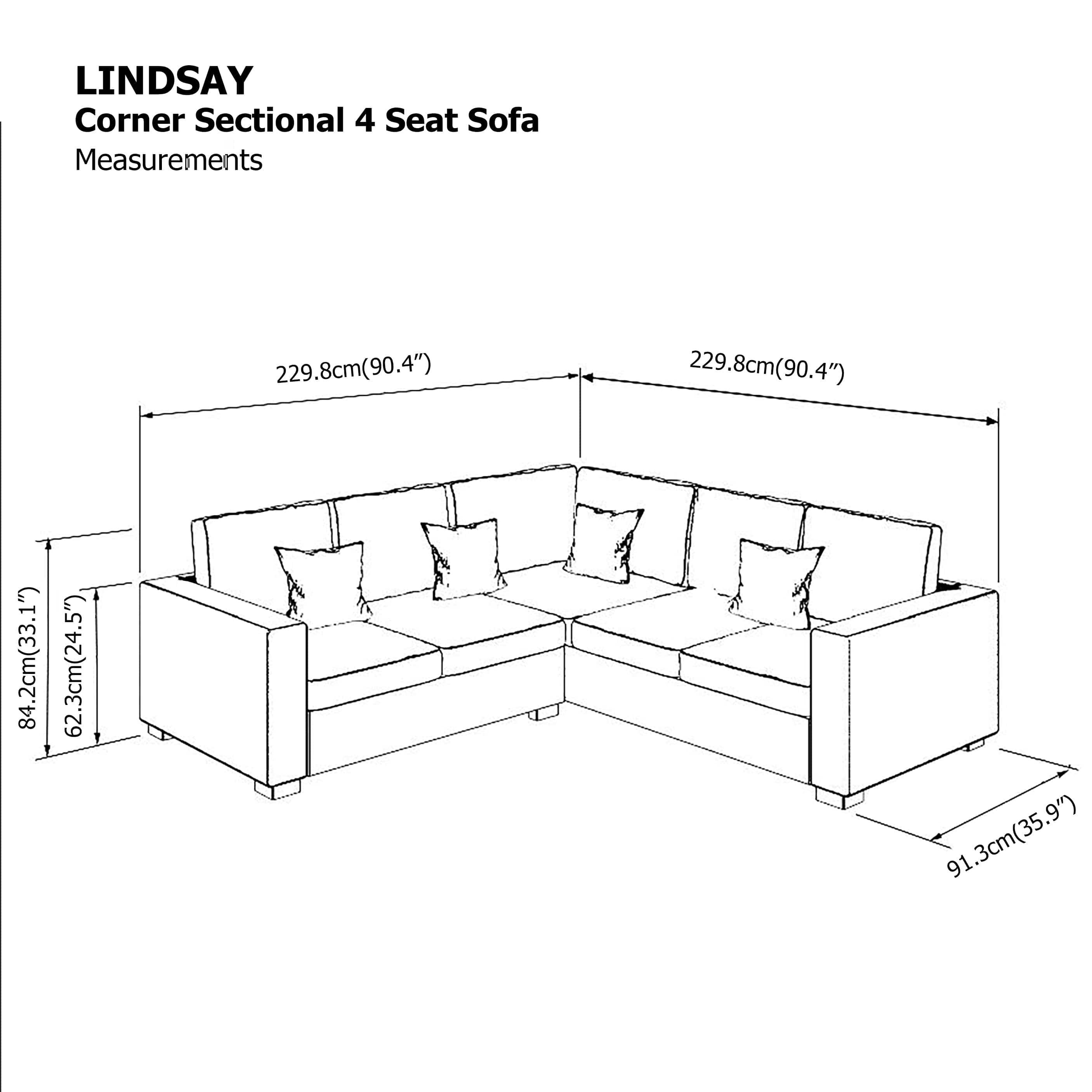 Lindsay Sectional 4 Seat Corner Sofa - Image 23