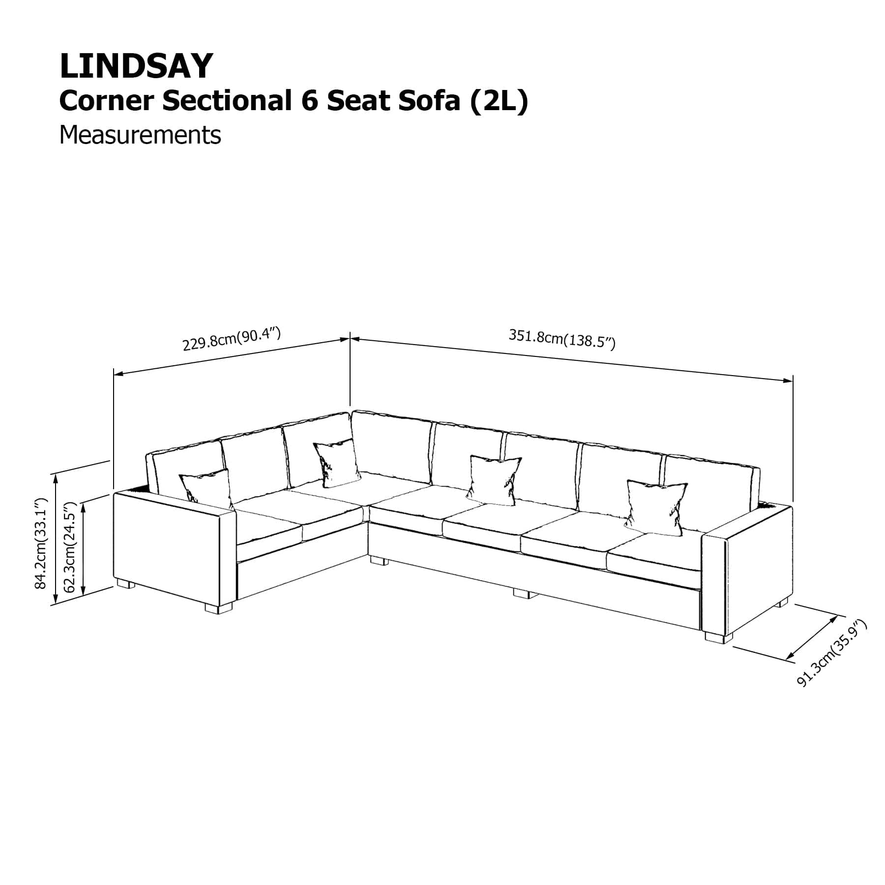 Lindsay Sectional 6 Seat (2L) Sofa - Image 24