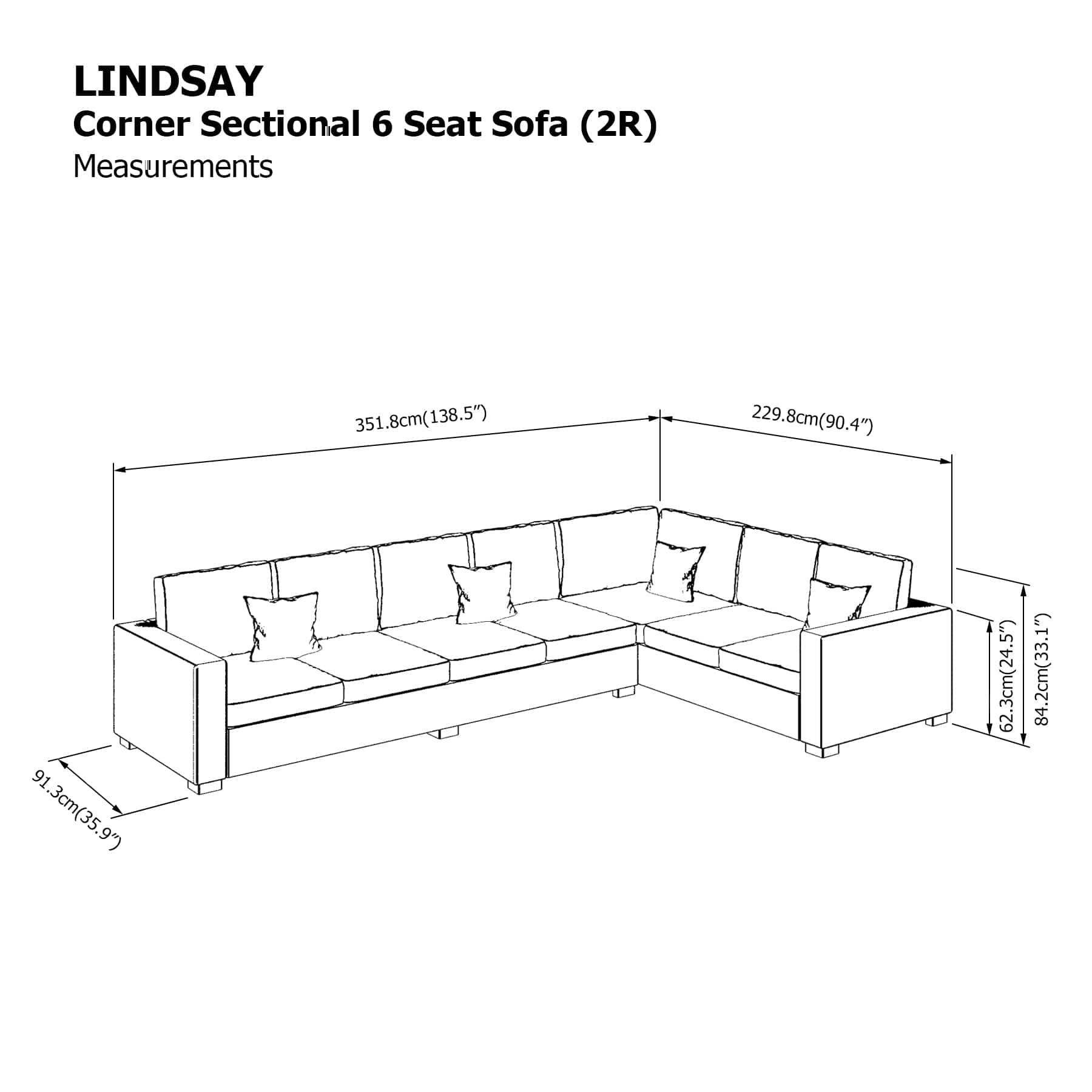 Lindsay Sectional 6 Seat (2R) Sofa - Image 24