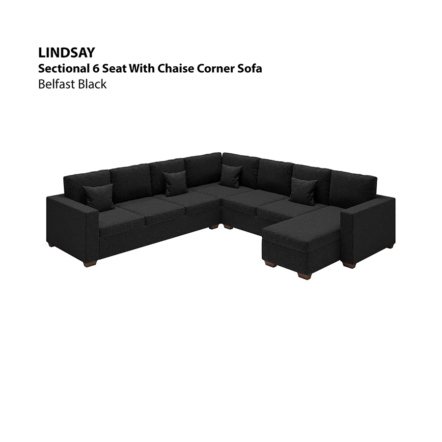 Lindsay Sectional 6 Seat with Chaise Corner Sofa - Image 12