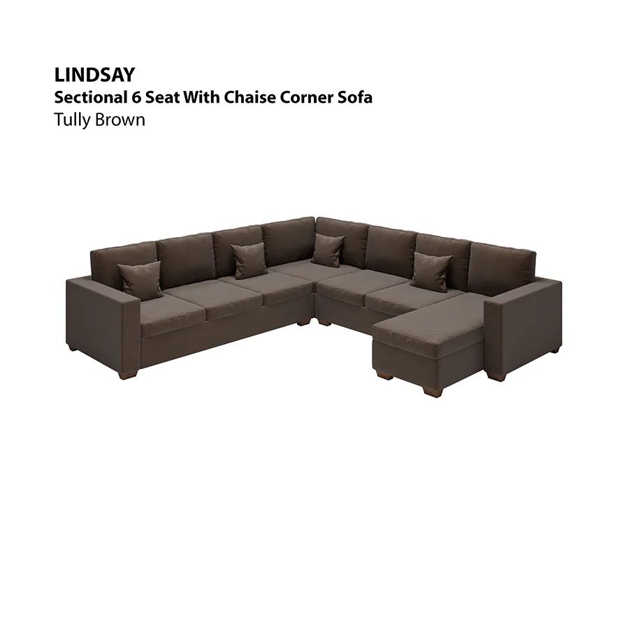 Lindsay Sectional 6 Seat with Chaise Corner Sofa - Image 14
