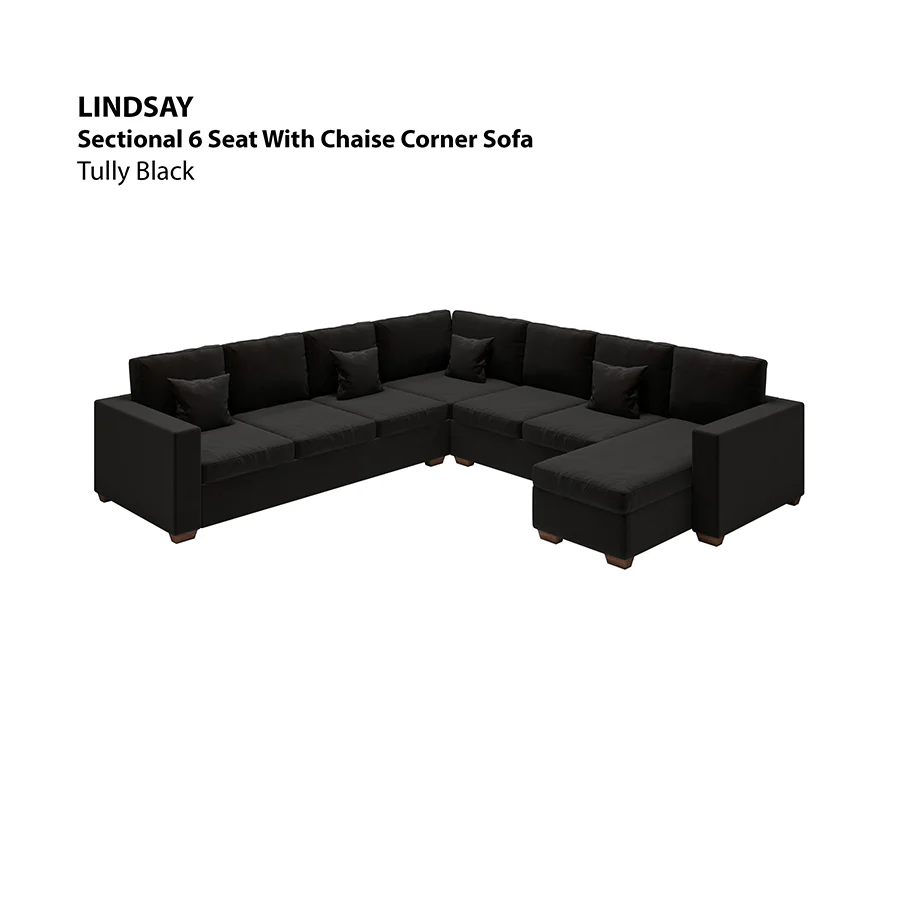 Lindsay Sectional 6 Seat with Chaise Corner Sofa - Image 16