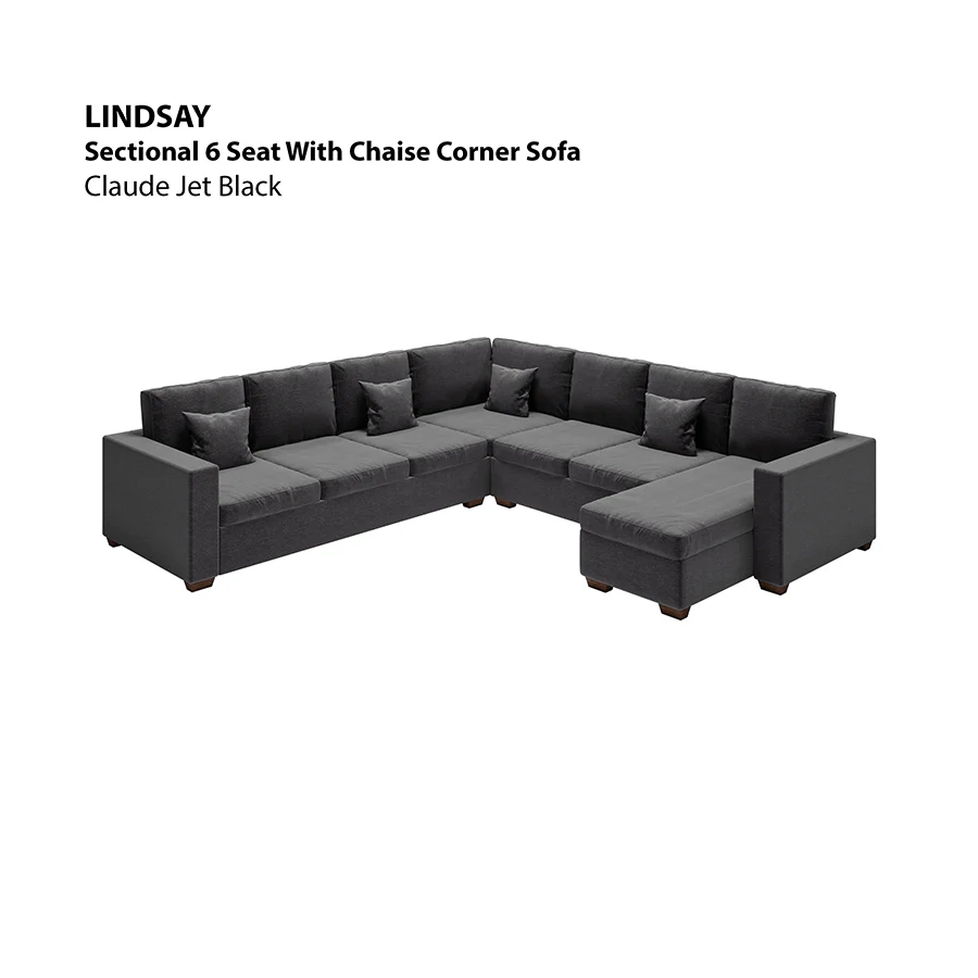 Lindsay Sectional 6 Seat with Chaise Corner Sofa - Image 19