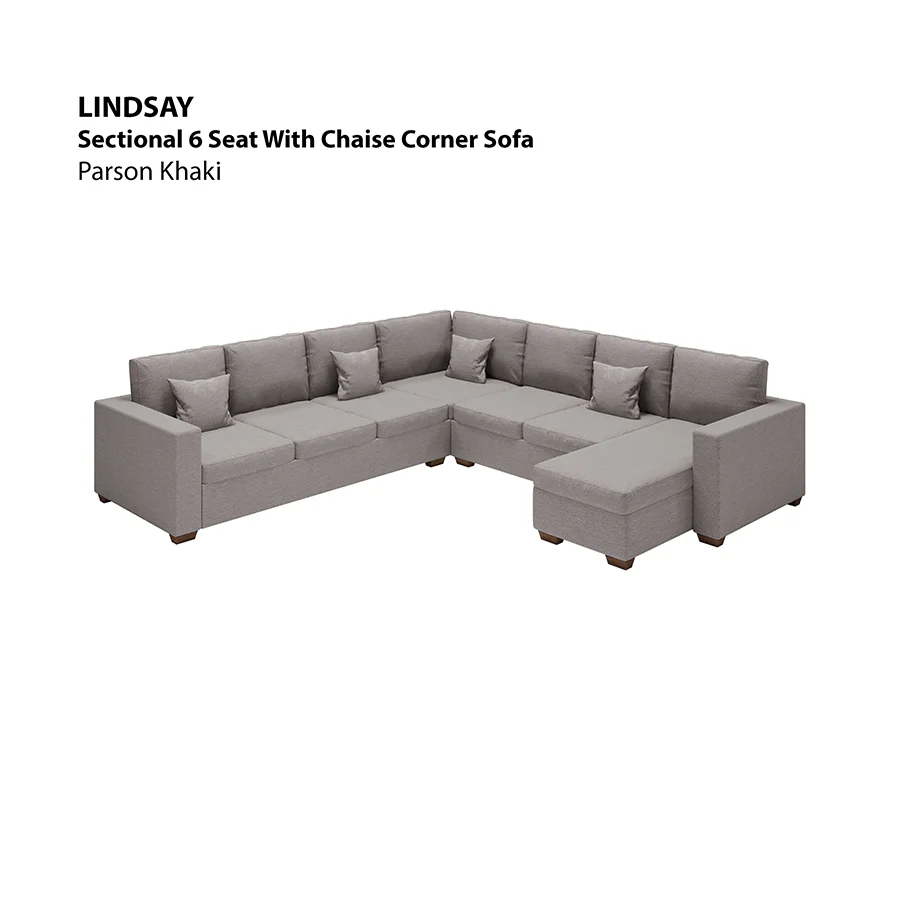 Lindsay Sectional 6 Seat with Chaise Corner Sofa - Image 3