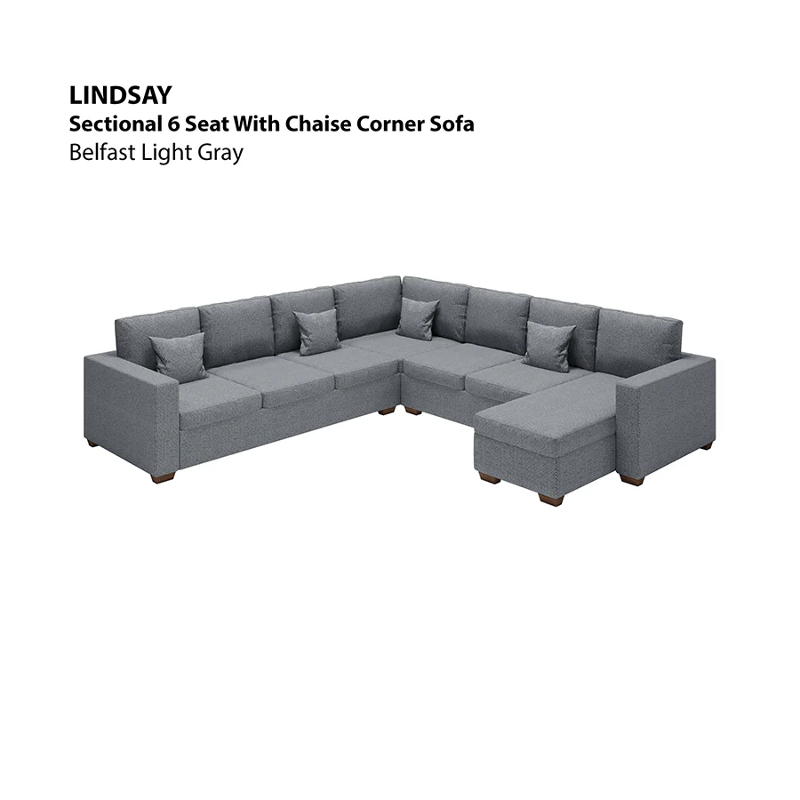 Lindsay Sectional 6 Seat with Chaise Corner Sofa - Image 6
