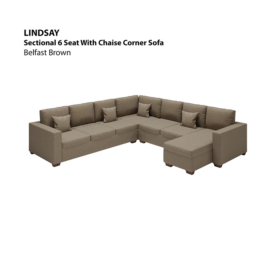 Lindsay Sectional 6 Seat with Chaise Corner Sofa - Image 8