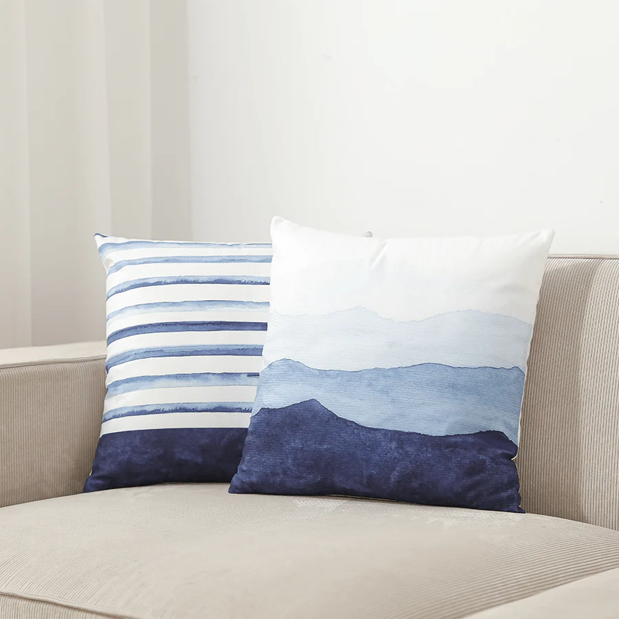 Lumi Blue Minimalist Throw Pillowcase Set of 2 - Image 2