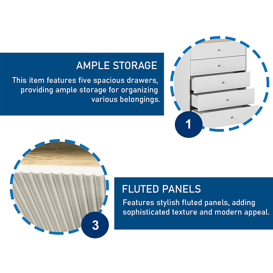 Maree Chest of 5 Drawers - Image 8