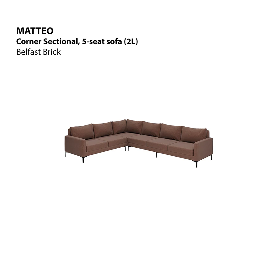 Matteo Corner Sectional 5 Seat Sofa (2L) Sofa - Image 10