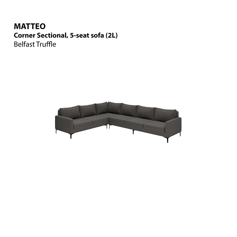 Matteo Corner Sectional 5 Seat Sofa (2L) Sofa - Image 12