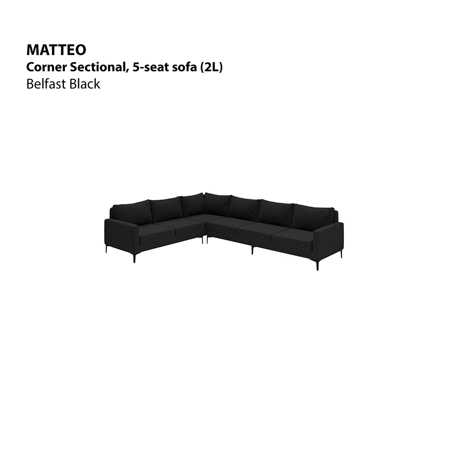 Matteo Corner Sectional 5 Seat Sofa (2L) Sofa - Image 13