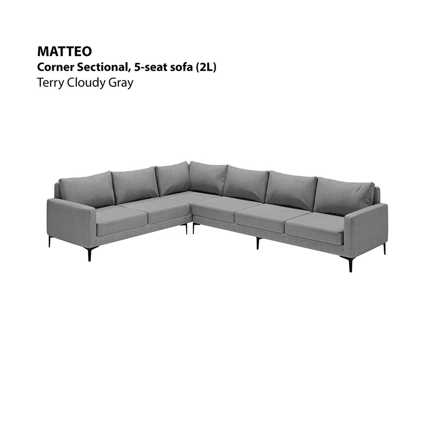 Matteo Corner Sectional 5 Seat Sofa (2L) Sofa - Image 21
