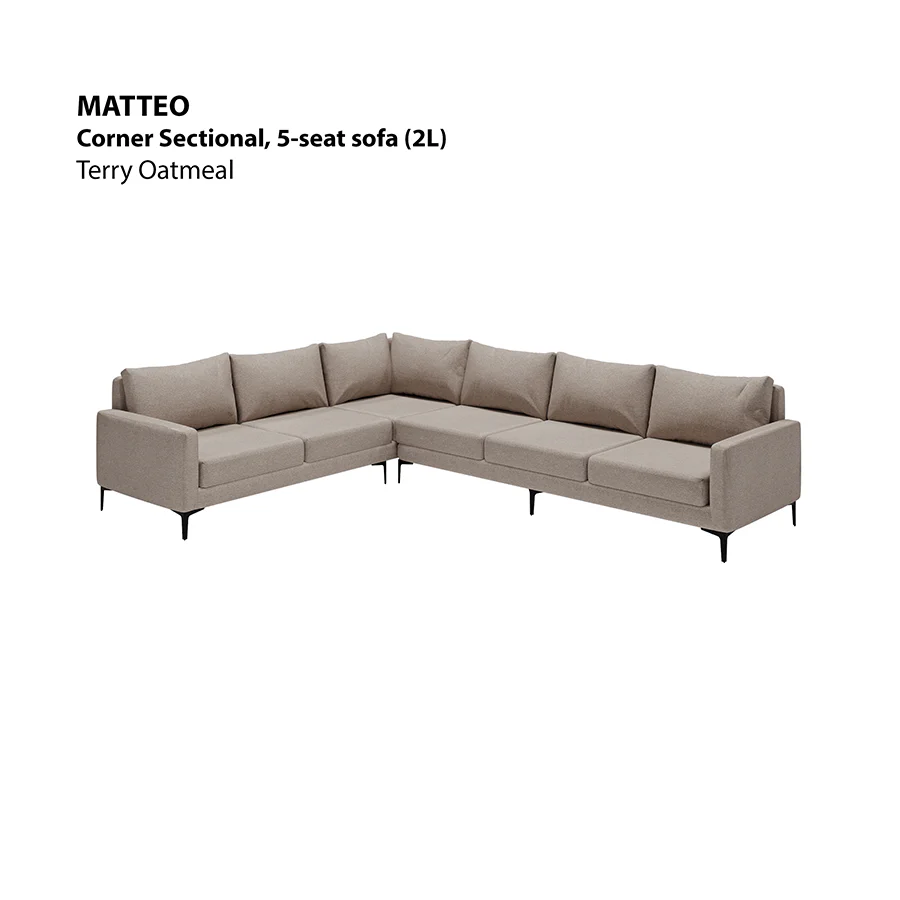 Matteo Corner Sectional 5 Seat Sofa (2L) Sofa - Image 3