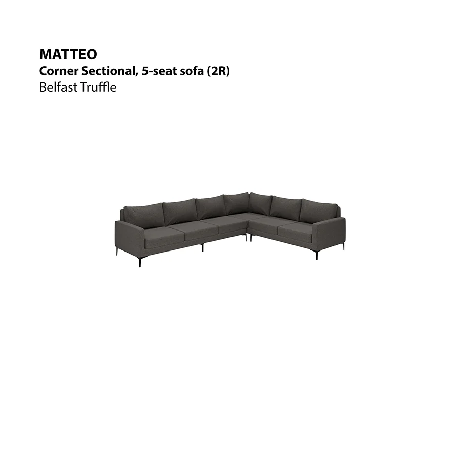 Matteo Corner Sectional 5 Seat Sofa (2R) Sofa - Image 12
