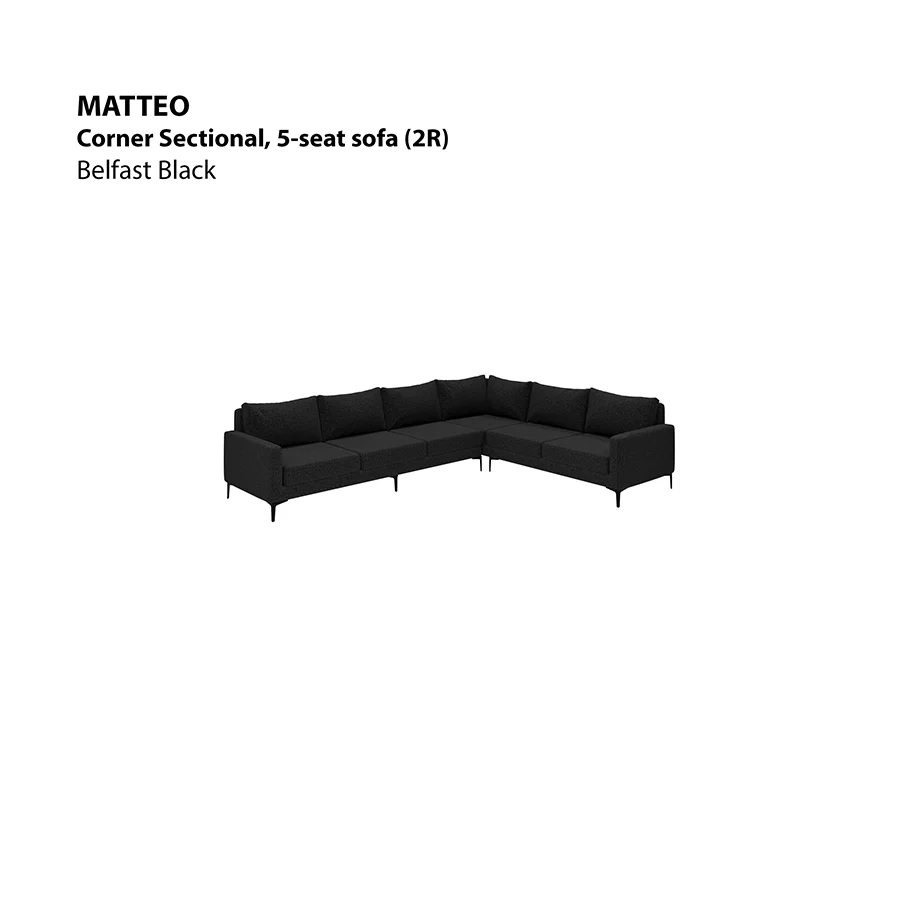 Matteo Corner Sectional 5 Seat Sofa (2R) Sofa - Image 13