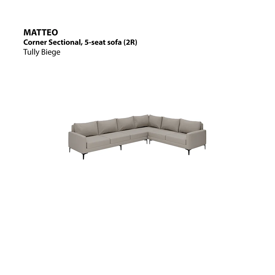Matteo Corner Sectional 5 Seat Sofa (2R) Sofa - Image 14